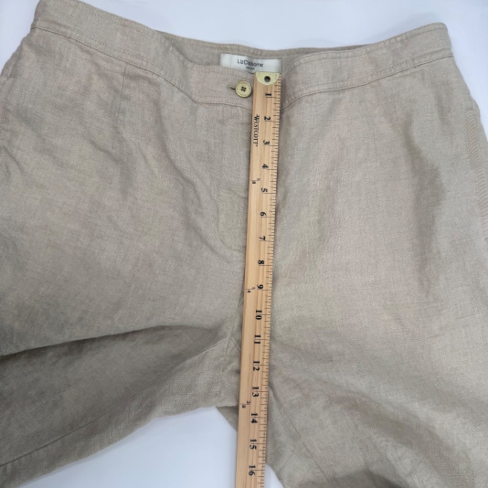 Liz Claiborne Pant Women 14W Beige Neutral Linen Hepburn Cropped Lagenlook - Picture 13 of 15